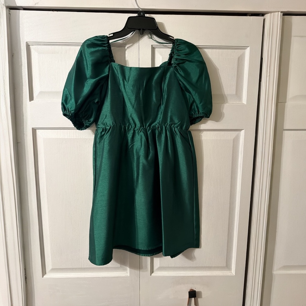 NWT Copper Key Emerald Puff Sleeve Mini Dress Small